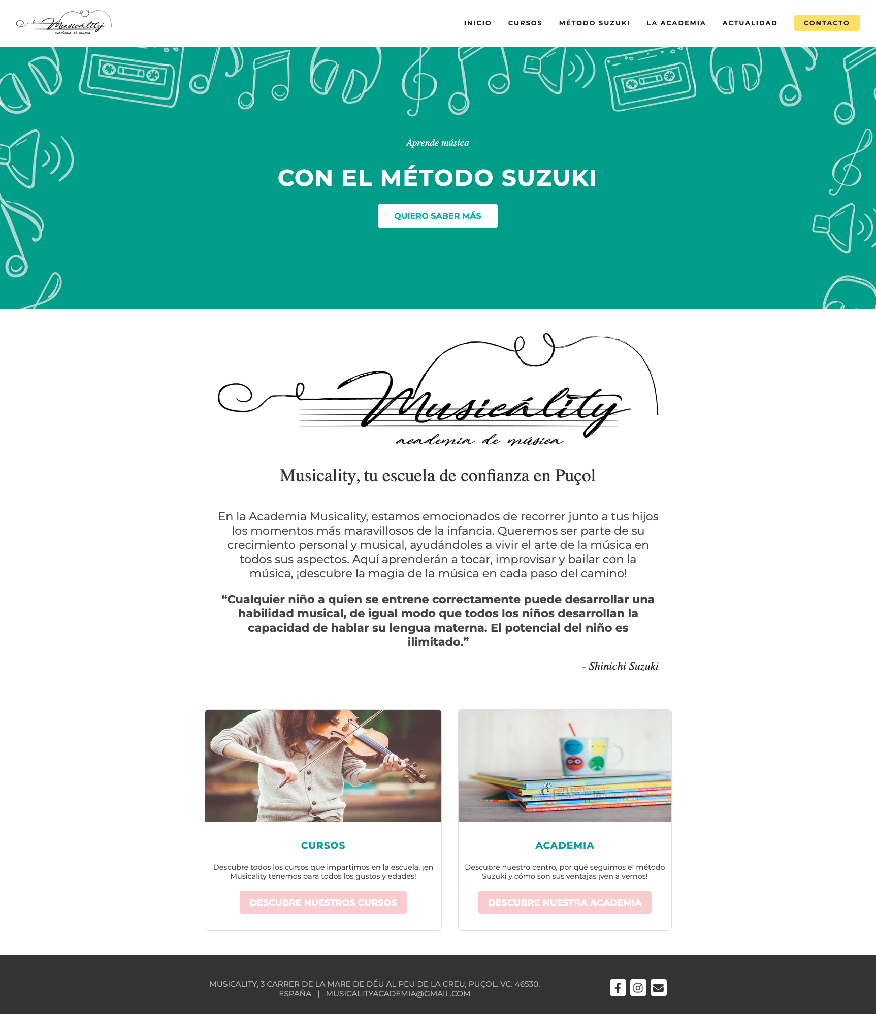 Website mockups for Musicality Academia